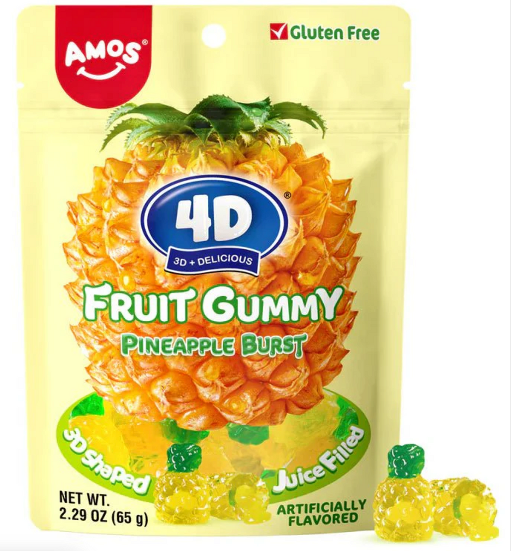 Amos 4D Fruit Gummy Pineapple Burst Bag (170g)